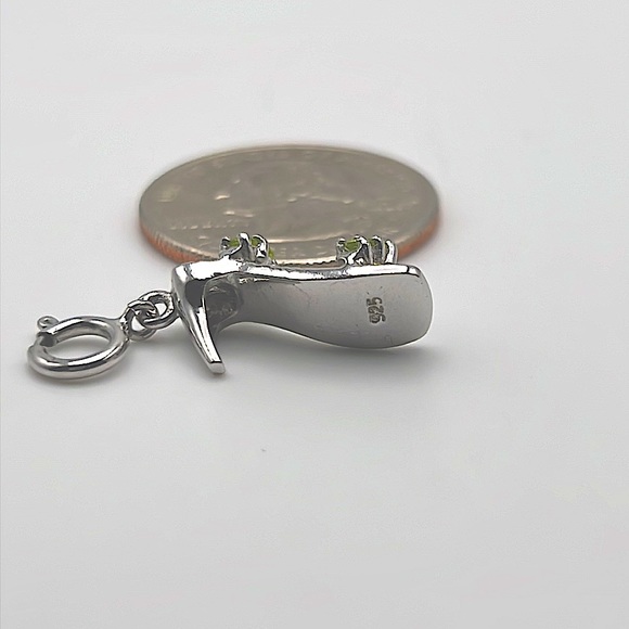 925 Sterling Silver High Heel Charm with Peridot Swarovski Crystals - Picture 3 of 4